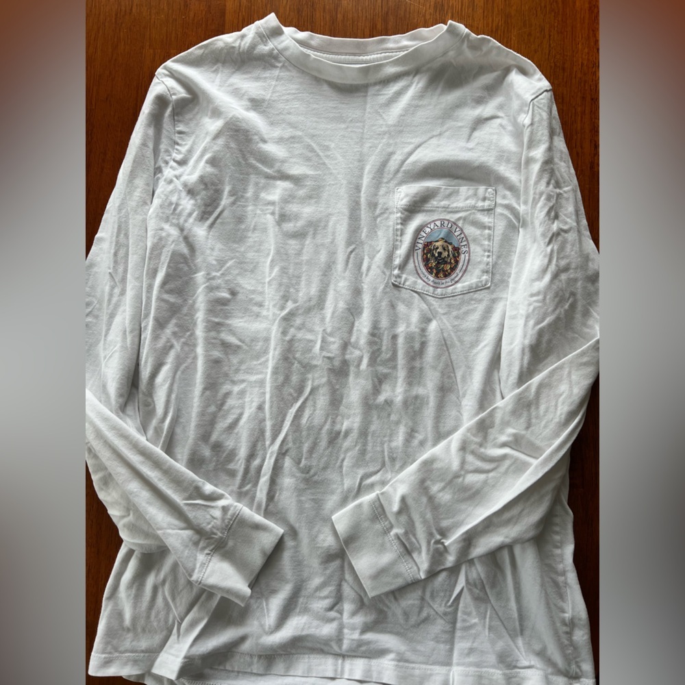 Vineyard Vines White Long Sleeve Tee Fall Dog for Men​